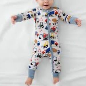 Little Sleepies Zippy PJs Construction Trucks Bamboo Pajamas 0-4 Months Footies